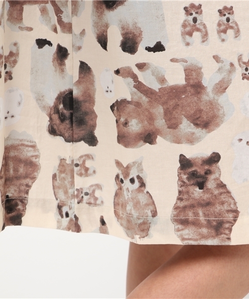 Ne-net（ネネット）の「S どうぶついっぱいプリント（ワンピース・レディース・グリーン/ブルー/ベージュ・02）」の11枚目の写真