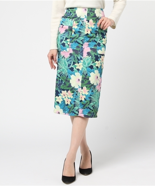 REDYAZEL(レディアゼル)の「ハイビスカスポケットタイトスカート◆(スカート・レディース・ブルー系その他/ホワイト系その他・SMALL/MEDIUM)」の3枚目の写真