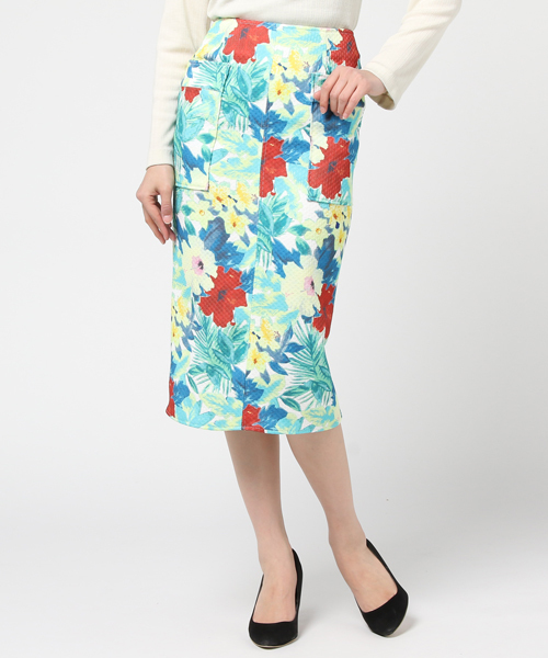 REDYAZEL(レディアゼル)の「ハイビスカスポケットタイトスカート◆(スカート・レディース・ブルー系その他/ホワイト系その他・SMALL/MEDIUM)」の2枚目の写真