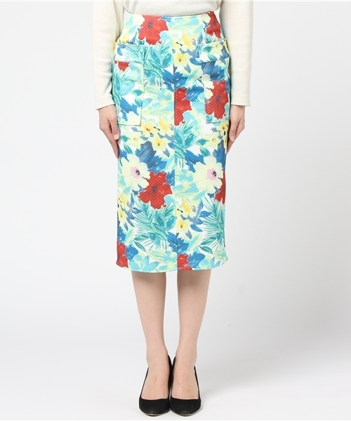 REDYAZEL(レディアゼル)の「ハイビスカスポケットタイトスカート◆(スカート・レディース・ブルー系その他/ホワイト系その他・SMALL/MEDIUM)」の4枚目の写真