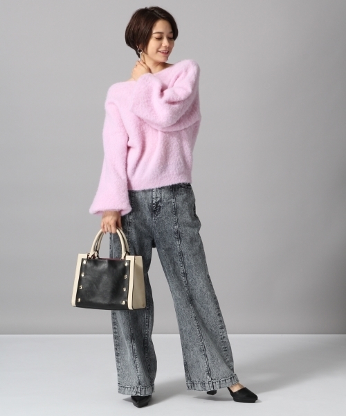 JEANASIS（ジーナシス）の「7Gブークレキモウプルオーバー/759607（ニット/セーター・レディース・オフホワイト/ピンク/グレー・FREE）」の11枚目の写真