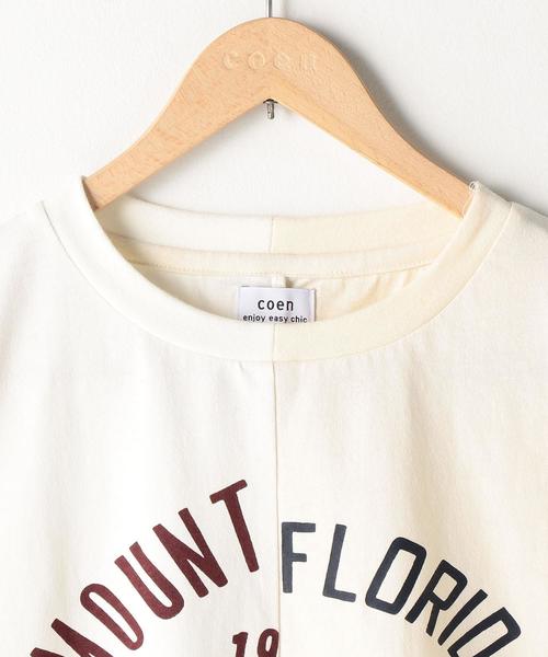 coen（コーエン）の「カレッジプリント切替リラックスフィットTシャツ（Tシャツ/カットソー・メンズ・ホワイト/ダークブラウン・LARGE/MEDIUM/SMALL）」の6枚目の写真