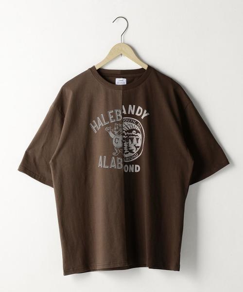 coen（コーエン）の「カレッジプリント切替リラックスフィットTシャツ（Tシャツ/カットソー・メンズ・ホワイト/ダークブラウン・LARGE/MEDIUM/SMALL）」の11枚目の写真