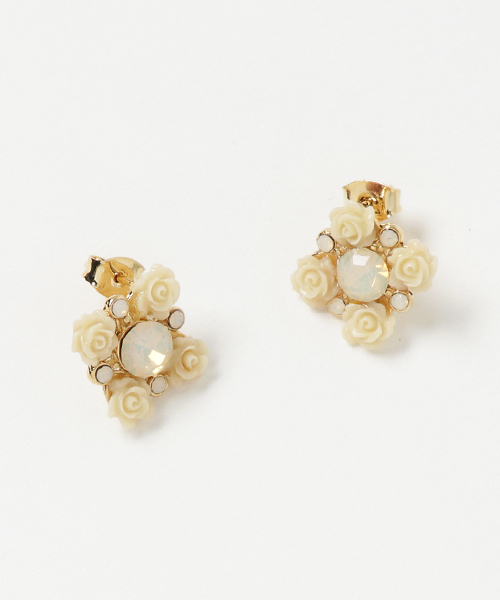 TONE SELECT GOODS(トーンセレクトグッズ)の「【rurururu】クリスタルフラワーピアス(ピアス(両耳用)・レディース・ホワイト/ピンク・FREE)」の1枚目の写真