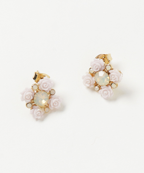 TONE SELECT GOODS(トーンセレクトグッズ)の「【rurururu】クリスタルフラワーピアス(ピアス(両耳用)・レディース・ホワイト/ピンク・FREE)」の2枚目の写真