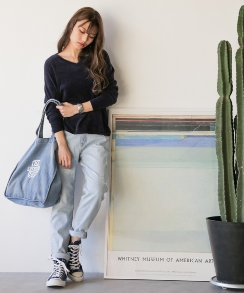 BAYFLOW(ベイフロー)の「BAYFLOW/ソフトタッチVネックパステルニット 18SS(ニット/セーター・レディース・ピンク/ライトブルー/オフホワイト/ネイビー・MEDIUM/SMALL)」の6枚目の写真