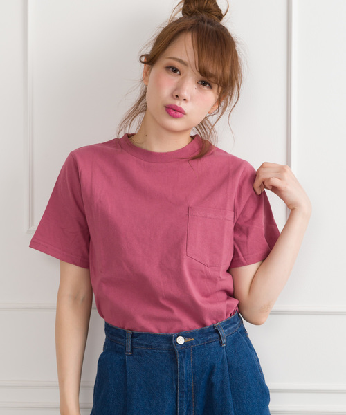 SpRay（スプレイ）の「ポケ付クルーネック　Ｔシャツ（Tシャツ/カットソー・レディース・ホワイト×ブラック/パープル/レッド/グレー/ネイビー/マスタード/ブラック/カーキ/ホワイト/ピンク系その他/キャメル/ライトパープル/ベージュ/イエロー系その他・FREE）」の13枚目の写真