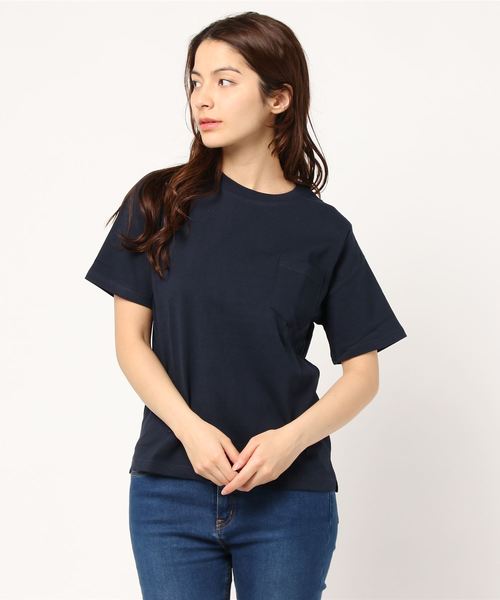 SpRay（スプレイ）の「ポケ付クルーネック　Ｔシャツ（Tシャツ/カットソー・レディース・ホワイト×ブラック/パープル/レッド/グレー/ネイビー/マスタード/ブラック/カーキ/ホワイト/ピンク系その他/キャメル/ライトパープル/ベージュ/イエロー系その他・FREE）」の17枚目の写真