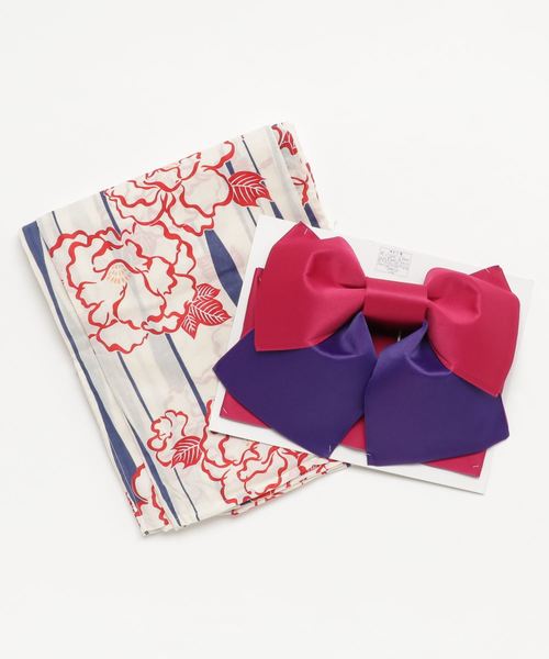 KOBE LETTUCE（コウベレタス）の「選べる華やか全10柄☆平織浴衣＋作り帯2点セット（浴衣・レディース・ホワイト系その他/ブラック系その他/ブルー系その他/パープル系その他/ピンク系その他/ホワイト系その他2/ホワイト系その他3/ホワイト系その他4/ブルー系その他2/ブルー系その他3・FREE）」の11枚目の写真