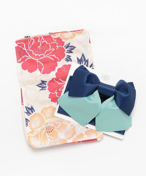 KOBE LETTUCE（コウベレタス）の「選べる華やか全10柄☆平織浴衣＋作り帯2点セット（浴衣・レディース・ホワイト系その他/ブラック系その他/ブルー系その他/パープル系その他/ピンク系その他/ホワイト系その他2/ホワイト系その他3/ホワイト系その他4/ブルー系その他2/ブルー系その他3・FREE）」の12枚目の写真