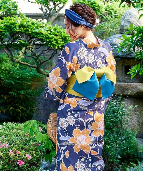 KOBE LETTUCE（コウベレタス）の「選べる華やか全10柄☆平織浴衣＋作り帯2点セット（浴衣・レディース・ホワイト系その他/ブラック系その他/ブルー系その他/パープル系その他/ピンク系その他/ホワイト系その他2/ホワイト系その他3/ホワイト系その他4/ブルー系その他2/ブルー系その他3・FREE）」の18枚目の写真