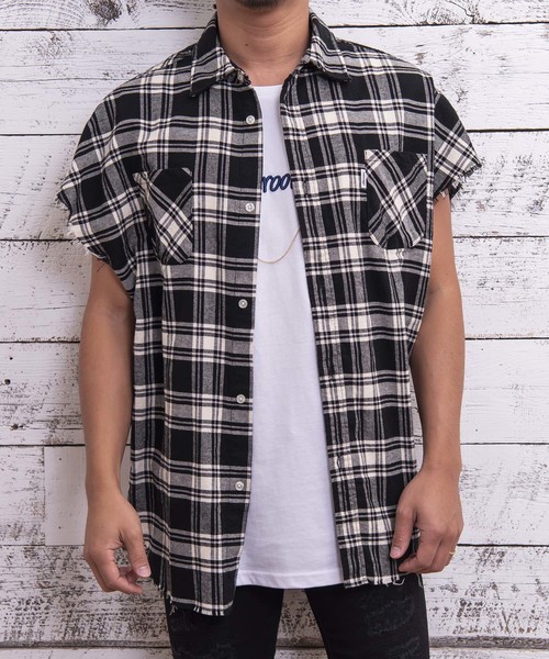 #Re:room（リルーム）の「ヴィンテージノースリーブチェックシャツ（シャツ/ブラウス・メンズ・ブラック/レッド/イエロー/ブルー・FREE）」の8枚目の写真