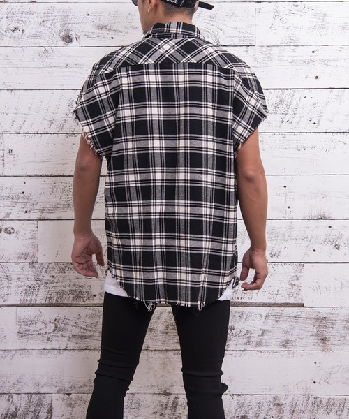 #Re:room（リルーム）の「ヴィンテージノースリーブチェックシャツ（シャツ/ブラウス・メンズ・ブラック/レッド/イエロー/ブルー・FREE）」の15枚目の写真