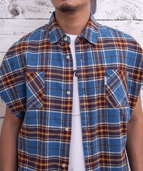 #Re:room（リルーム）の「ヴィンテージノースリーブチェックシャツ（シャツ/ブラウス・メンズ・ブラック/レッド/イエロー/ブルー・FREE）」の18枚目の写真