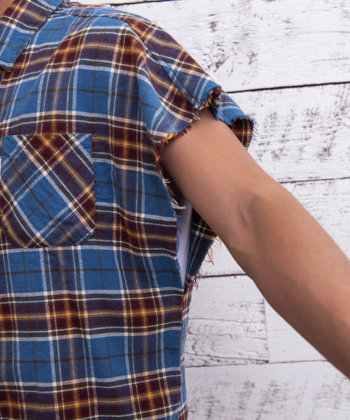 #Re:room（リルーム）の「ヴィンテージノースリーブチェックシャツ（シャツ/ブラウス・メンズ・ブラック/レッド/イエロー/ブルー・FREE）」の22枚目の写真