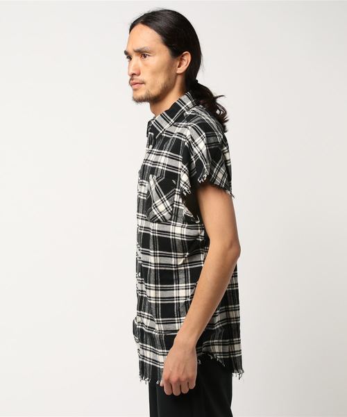 #Re:room（リルーム）の「ヴィンテージノースリーブチェックシャツ（シャツ/ブラウス・メンズ・ブラック/レッド/イエロー/ブルー・FREE）」の5枚目の写真