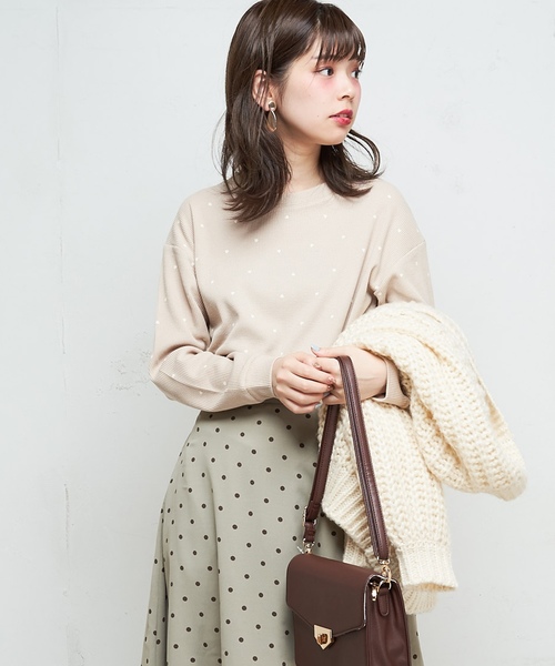 natural couture（ナチュラルクチュール）の「モチーフプリントワッフルプルオーバー（Tシャツ/カットソー・レディース・ベージュ/オフホワイト/サックスブルー/ピンク・FREE）」の3枚目の写真