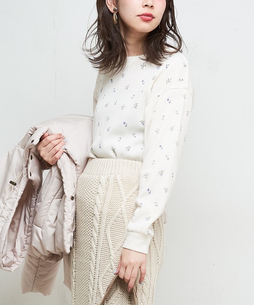 natural couture（ナチュラルクチュール）の「モチーフプリントワッフルプルオーバー（Tシャツ/カットソー・レディース・ベージュ/オフホワイト/サックスブルー/ピンク・FREE）」の4枚目の写真