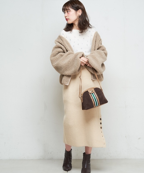 natural couture（ナチュラルクチュール）の「モチーフプリントワッフルプルオーバー（Tシャツ/カットソー・レディース・ベージュ/オフホワイト/サックスブルー/ピンク・FREE）」の9枚目の写真