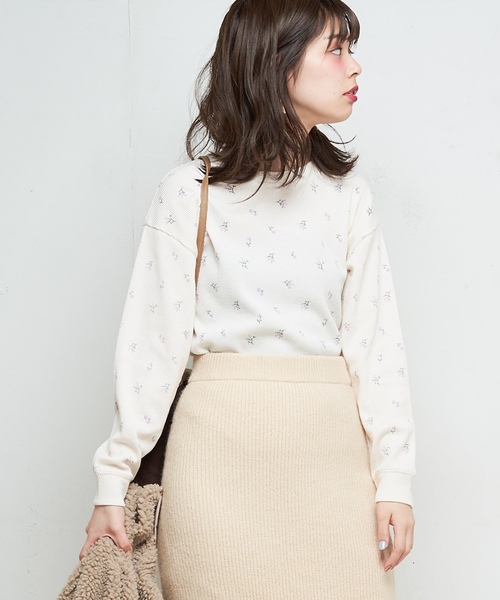 natural couture（ナチュラルクチュール）の「モチーフプリントワッフルプルオーバー（Tシャツ/カットソー・レディース・ベージュ/オフホワイト/サックスブルー/ピンク・FREE）」の17枚目の写真