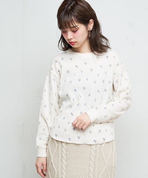 natural couture（ナチュラルクチュール）の「モチーフプリントワッフルプルオーバー（Tシャツ/カットソー・レディース・ベージュ/オフホワイト/サックスブルー/ピンク・FREE）」の15枚目の写真