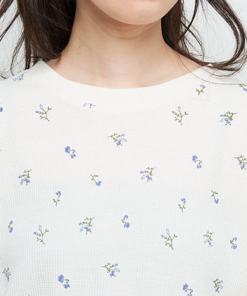natural couture（ナチュラルクチュール）の「モチーフプリントワッフルプルオーバー（Tシャツ/カットソー・レディース・ベージュ/オフホワイト/サックスブルー/ピンク・FREE）」の7枚目の写真