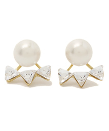 Ray BEAMS | Ray BEAMS / トライアングルビジュー パールピアス(ピアス（両耳用）)