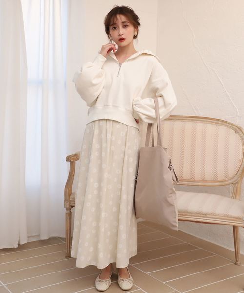 one after another NICE CLAUP（ワンアフターアナザーナイスクラップ）の「ベルト付きフレアスカート（スカート・レディース・アイボリー/ホワイト系その他/ブラック系その他/ピンクベージュ・FREE）」の5枚目の写真