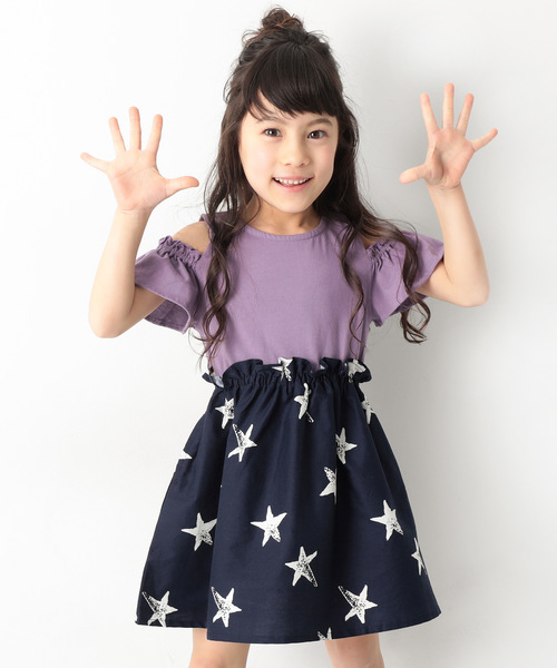 devirock(デビロック)の「オフショルドッキングワンピース(ワンピース・キッズ・イエロー/ラベンダー/ホワイト/ネイビー・140cm/150cm/160cm/110cm/100cm/120cm/130cm)」の3枚目の写真