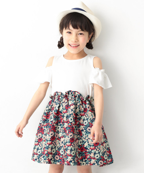 devirock(デビロック)の「オフショルドッキングワンピース(ワンピース・キッズ・イエロー/ラベンダー/ホワイト/ネイビー・140cm/150cm/160cm/110cm/100cm/120cm/130cm)」の1枚目の写真