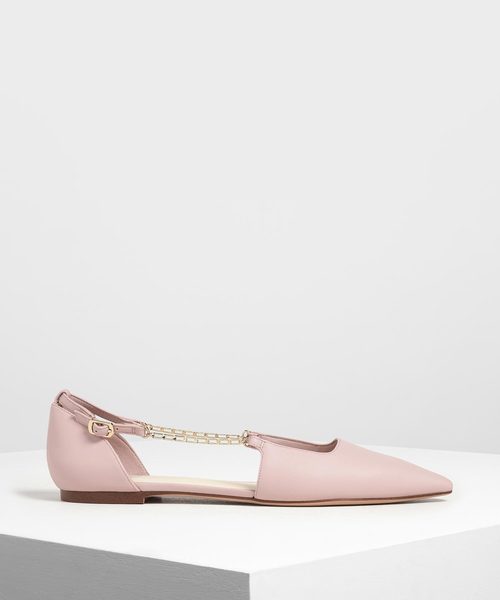CHARLES & KEITH(チャールズ & キース)の「チェーンストラップ バレリーナフラット / Chain Strap Ballerina Flats(バレエシューズ・レディース・ブラック/ブラウン/アイボリー・22.5cm/23cm/23.5cm/24.5cm)」の1枚目の写真