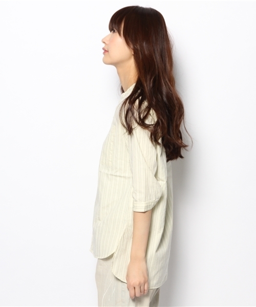 BEAMS BOY（ビームスボーイ）の「KICS DOCUMENT. / バンドカラーシャツ（シャツ/ブラウス・レディース・ホワイト/ネイビー・ONE SIZE）」の3枚目の写真