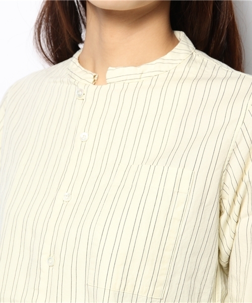 BEAMS BOY（ビームスボーイ）の「KICS DOCUMENT. / バンドカラーシャツ（シャツ/ブラウス・レディース・ホワイト/ネイビー・ONE SIZE）」の5枚目の写真