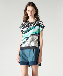 3.1 Phillip Lim | rock and wood neckline with marbelized geode print tshirt(Tシャツ/カットソー)