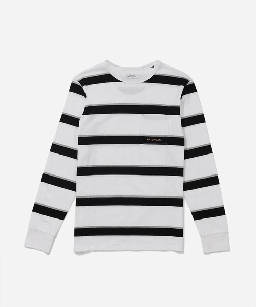 Saturdays NYC(サタデーズ ニューヨークシティ )の「James Stripe Long Sleeve Shirt(Tシャツ/カットソー・メンズ・ホワイト/ブラック・XL/XS/S/M/L)」の7枚目の写真