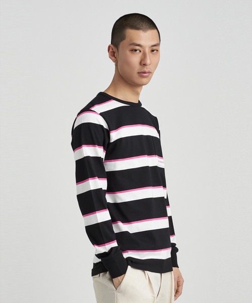 Saturdays NYC(サタデーズ ニューヨークシティ )の「James Stripe Long Sleeve Shirt(Tシャツ/カットソー・メンズ・ホワイト/ブラック・XL/XS/S/M/L)」の9枚目の写真