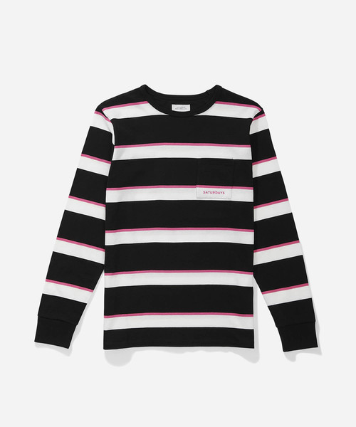 Saturdays NYC(サタデーズ ニューヨークシティ )の「James Stripe Long Sleeve Shirt(Tシャツ/カットソー・メンズ・ホワイト/ブラック・XL/XS/S/M/L)」の11枚目の写真