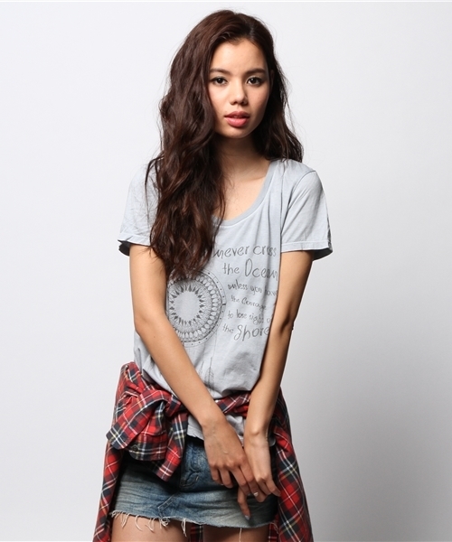 goa（ゴア）の「Cross The Ocean Tシャツ（Tシャツ/カットソー・レディース・ホワイト/グレー/グレー系その他/ライトブルー・FREE）」の4枚目の写真