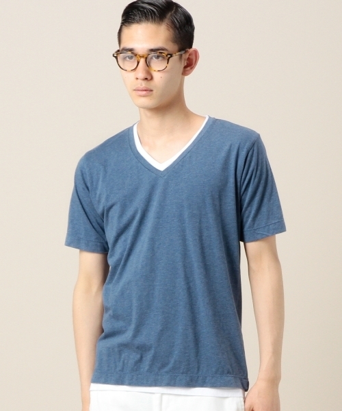 BEAUTY&YOUTH UNITED ARROWS(ビューティーアンドユースユナイテッドアローズ)の「BY コットン レイヤード Vネック カットソー◆(Tシャツ/カットソー・メンズ・グレー/ネイビー/ライラック・X-LARGE/SMALL/LARGE/MEDIUM)」の2枚目の写真