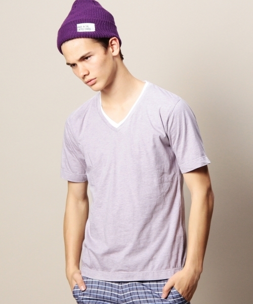 BEAUTY&YOUTH UNITED ARROWS(ビューティーアンドユースユナイテッドアローズ)の「BY コットン レイヤード Vネック カットソー◆(Tシャツ/カットソー・メンズ・グレー/ネイビー/ライラック・X-LARGE/SMALL/LARGE/MEDIUM)」の3枚目の写真