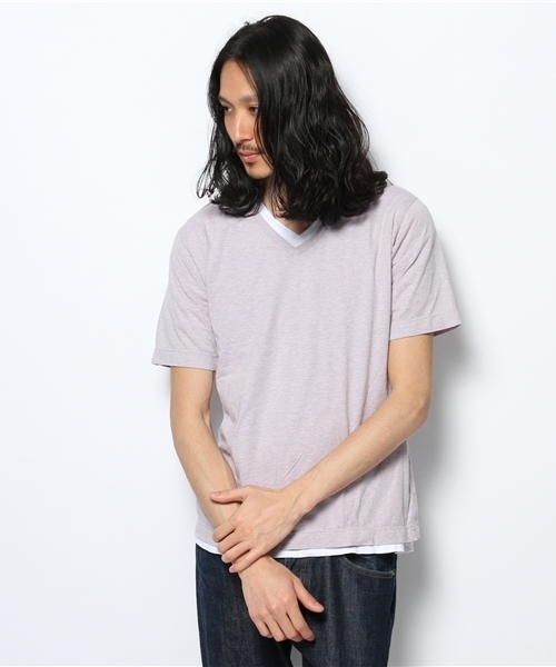 BEAUTY&YOUTH UNITED ARROWS(ビューティーアンドユースユナイテッドアローズ)の「BY コットン レイヤード Vネック カットソー◆(Tシャツ/カットソー・メンズ・グレー/ネイビー/ライラック・X-LARGE/SMALL/LARGE/MEDIUM)」の12枚目の写真