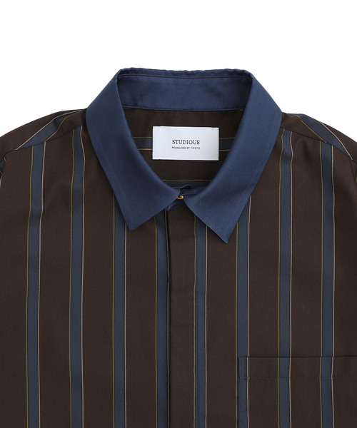STUDIOUS(ステュディオス)の「【STUDIOUS】TRフライフロントクレリックシャツ(シャツ/ブラウス・メンズ・ブラック/ブラウン/ベージュ/ワインレッド・1/2/3)」の6枚目の写真