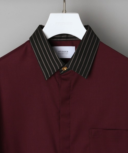 STUDIOUS(ステュディオス)の「【STUDIOUS】TRフライフロントクレリックシャツ(シャツ/ブラウス・メンズ・ブラック/ブラウン/ベージュ/ワインレッド・1/2/3)」の19枚目の写真