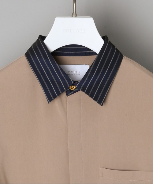 STUDIOUS(ステュディオス)の「【STUDIOUS】TRフライフロントクレリックシャツ(シャツ/ブラウス・メンズ・ブラック/ブラウン/ベージュ/ワインレッド・1/2/3)」の15枚目の写真