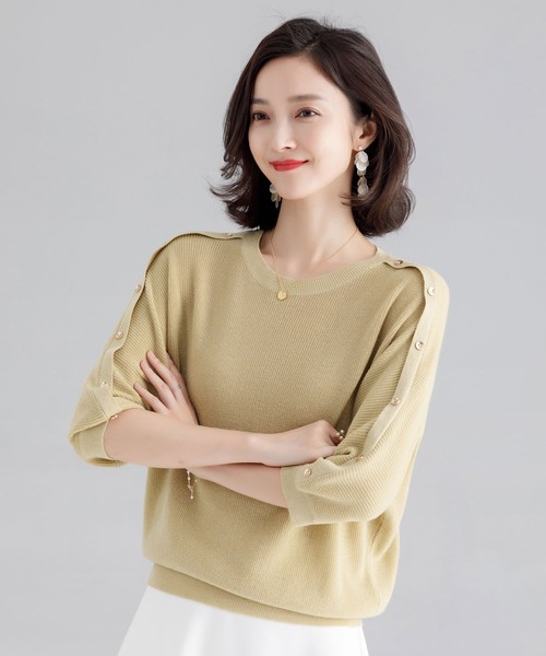 セール ラメ入りメタルボタンニットトップス ニット セーター Saison De Papillon セゾンドパピヨン のファッション通販 Zozotown