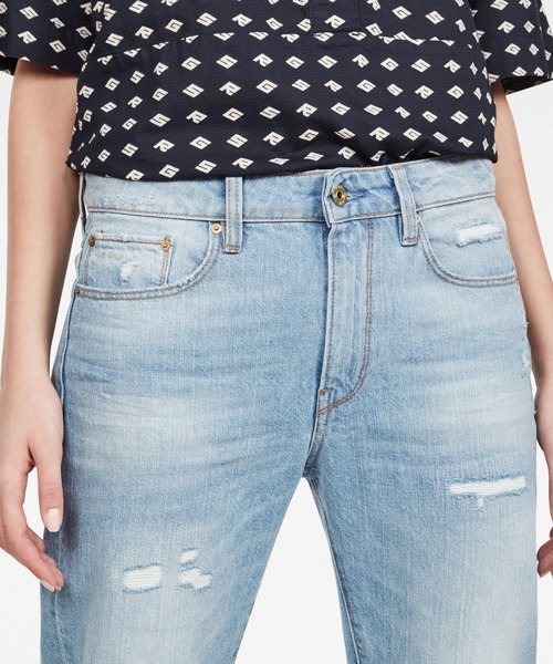 G-STAR（ジースター）の「3301 Ripped Mid BF Jeans（デニムパンツ・レディース・ライトインディゴブルー・24inch/25inch/26inch/23inch/27inch）」の6枚目の写真
