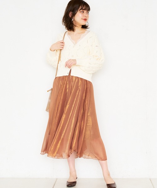 natural couture(ナチュラルクチュール)の「【WEB限定カラー有り】シアー箔スカート(スカート・レディース・サックスブルー/ミント/モカ/ライトベージュ/ラベンダー・FREE)」の21枚目の写真