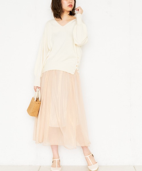 natural couture(ナチュラルクチュール)の「【WEB限定カラー有り】シアー箔スカート(スカート・レディース・サックスブルー/ミント/モカ/ライトベージュ/ラベンダー・FREE)」の18枚目の写真