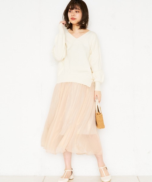 natural couture(ナチュラルクチュール)の「【WEB限定カラー有り】シアー箔スカート(スカート・レディース・サックスブルー/ミント/モカ/ライトベージュ/ラベンダー・FREE)」の9枚目の写真