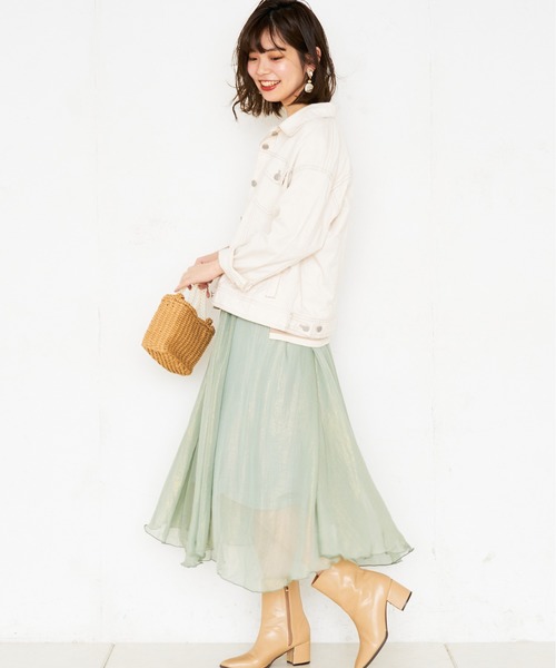 natural couture(ナチュラルクチュール)の「【WEB限定カラー有り】シアー箔スカート(スカート・レディース・サックスブルー/ミント/モカ/ライトベージュ/ラベンダー・FREE)」の22枚目の写真